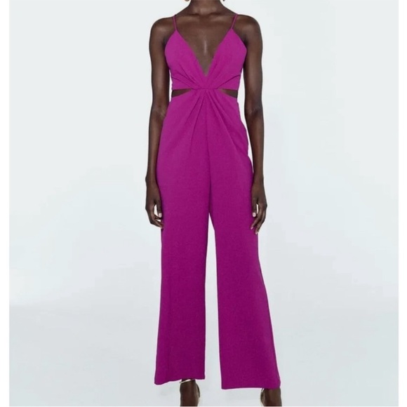 NWT Zara CUT OUT LONG JUMPSUIT Sz S - Picture 8 of 11